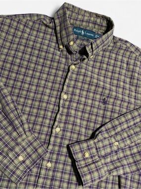 Ralph Lauren Mens Classic Fit Multicolor Plaid Button Down M